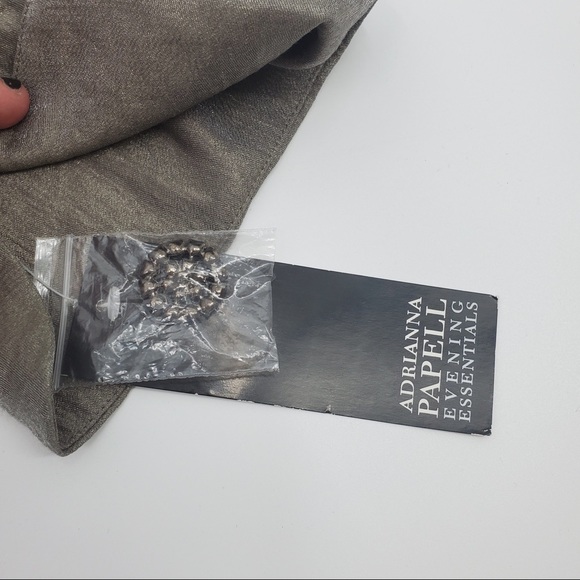 Adrianna Papell Evening Essentials Cocktail Hour Jacket Blouse Ruffles Silver - Picture 7 of 8